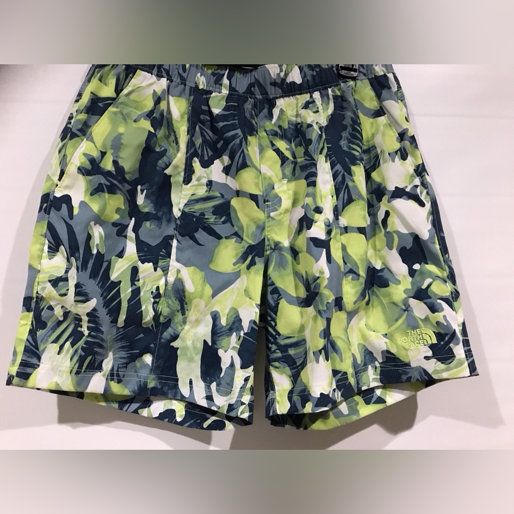 The North Face Green and Blue Patterned Shorts